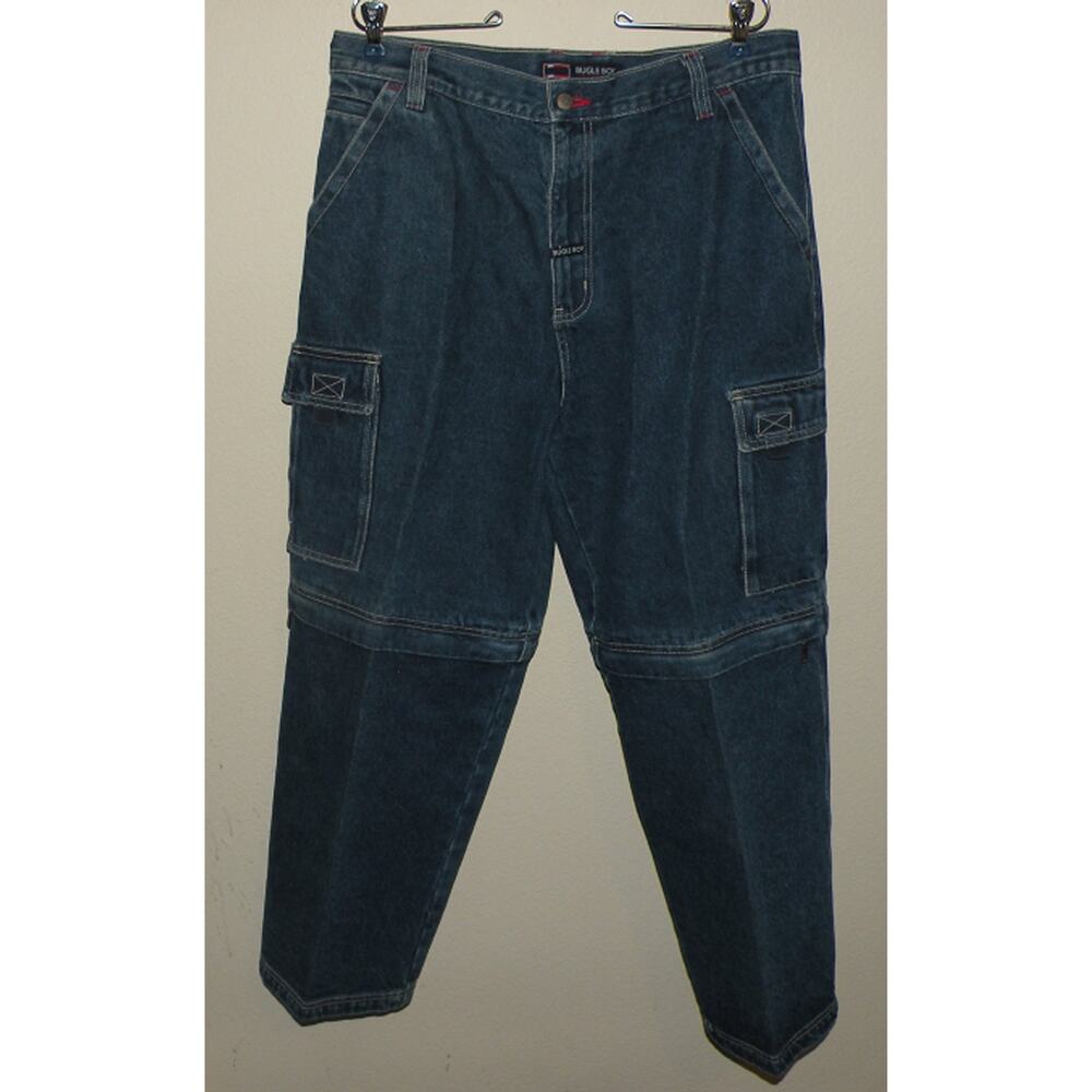 Vtg Y2K Men’s Baggy Skater Convertible Cargo Jeans 36 x 30 Blue Zip Off Legs
